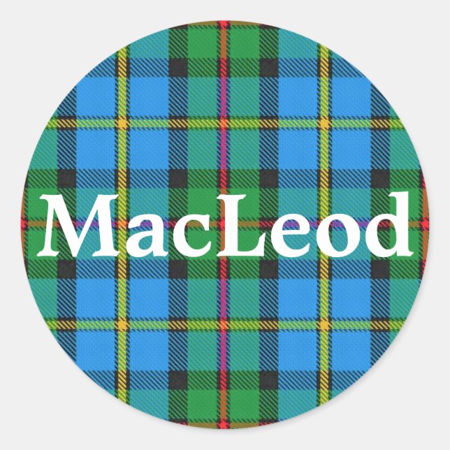 Scottish Clan MacLeod von Harris Tartan Kariert Runder Aufkleber (Vorderseite)