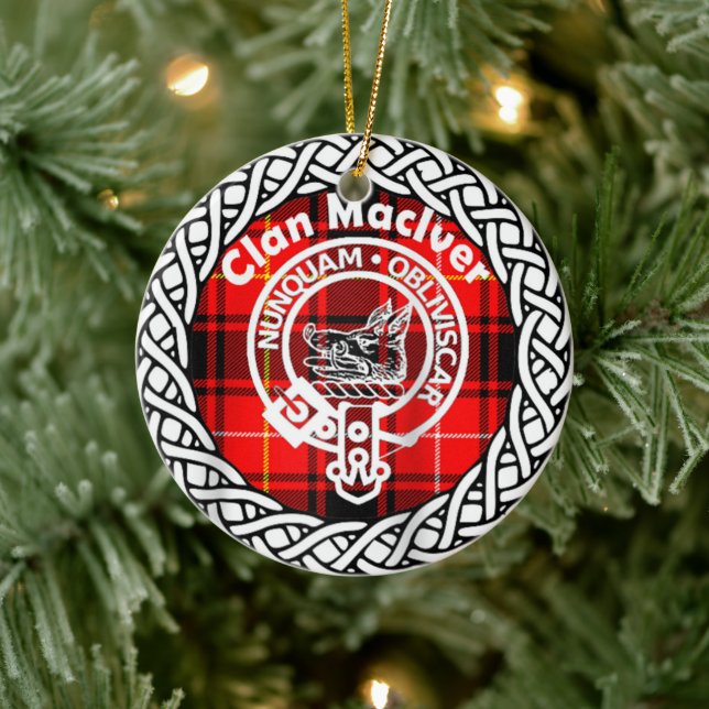Scottish Clan Maclver Tartan und Wappen Keramik Ornament (Baum)