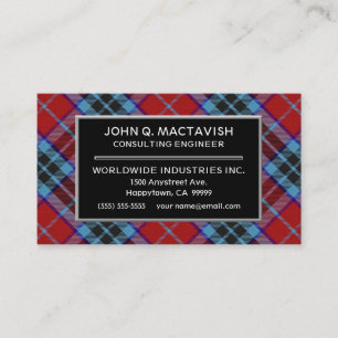 Scottish Clan MacTavish Tartan Kariert Visitenkarte