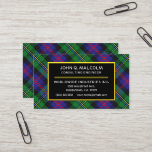 Scottish Clan Malcolm Tartan Kariert Visitenkarte