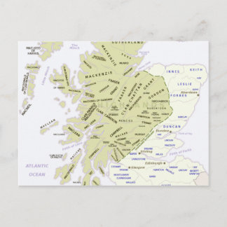 Scottish Clan Map of Scotland Postkarte