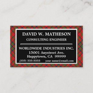 Scottish Clan Matheson Tartan Kariert Visitenkarte