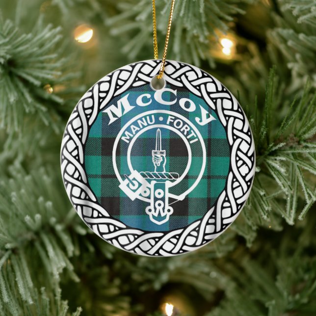 Scottish Clan McCoy Tartan und Wappen Keramik Ornament (Baum)