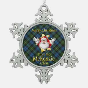 Scottish Clan McKenzie Weihnachtsdekoration Schneeflocken Zinn-Ornament