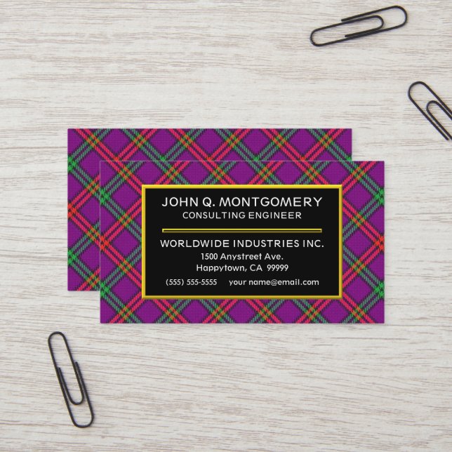 Scottish Clan Montgomery Tartan Kariert Visitenkarte (Vorderseite/Rückseite Beispiel)