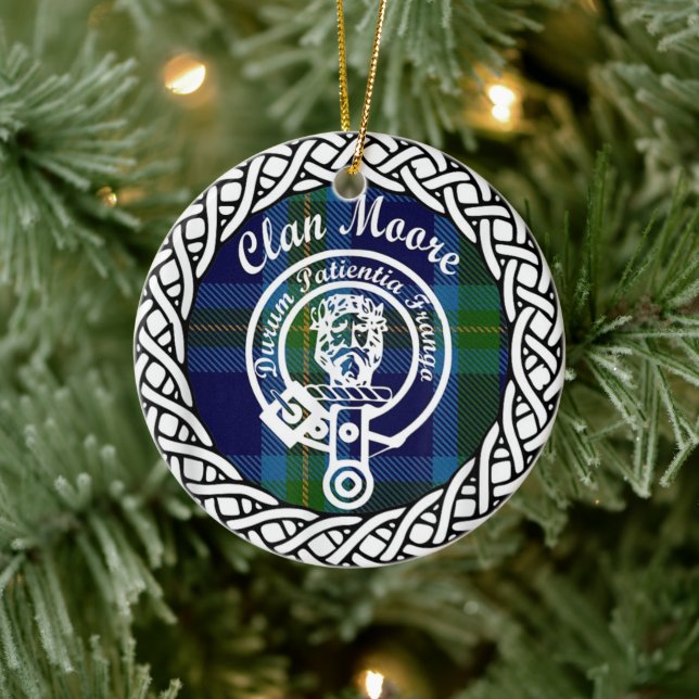 Scottish Clan Moore Tartan und Wappen Keramik Ornament (Baum)