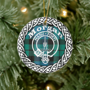 Scottish Clan Morgan Tartan und Wappen Keramik Ornament