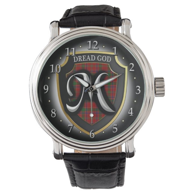 Scottish Clan Munro Munroe Monroe Tartan Shield Armbanduhr (Vorderseite)