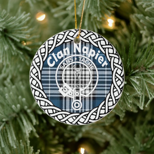 Scottish Clan Napier Tartan und Wappen Keramik Ornament (Baum)