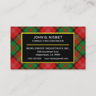 Scottish Clan Nisbet Tartan Kariert Visitenkarte