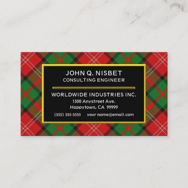 Scottish Clan Nisbet Tartan Kariert Visitenkarte (Vorderseite)