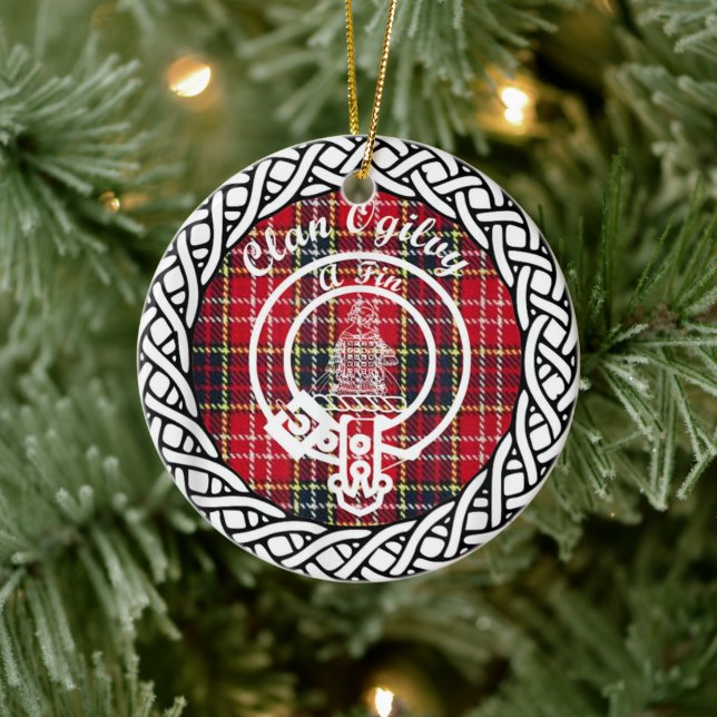 Scottish Clan Ogiluy Tartan und Wappen Keramik Ornament (Baum)