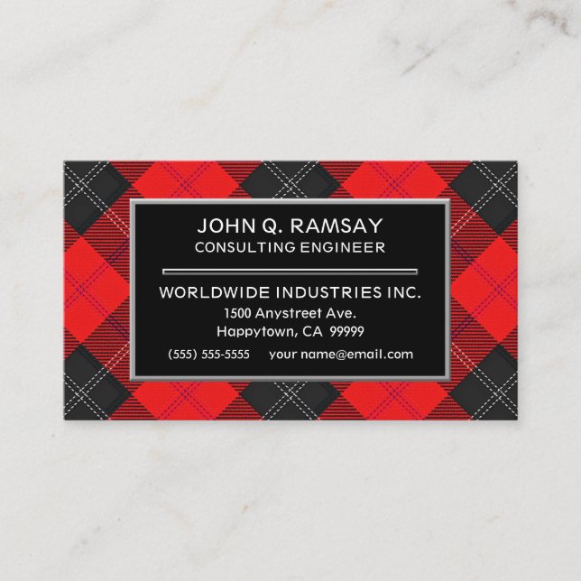 Scottish Clan Ramsay Red Tartan Kariert Visitenkarte (Vorderseite)
