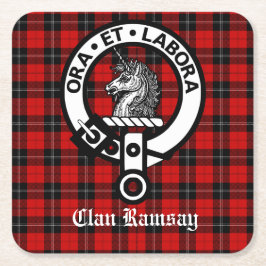 Scottish Clan Ramsay Wappen & Tartan Customizable Rechteckiger Pappuntersetzer