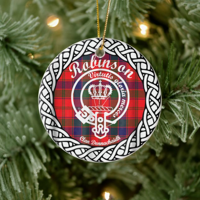 Scottish Clan Robinson Tartan und Wappen Keramik Ornament (Baum)