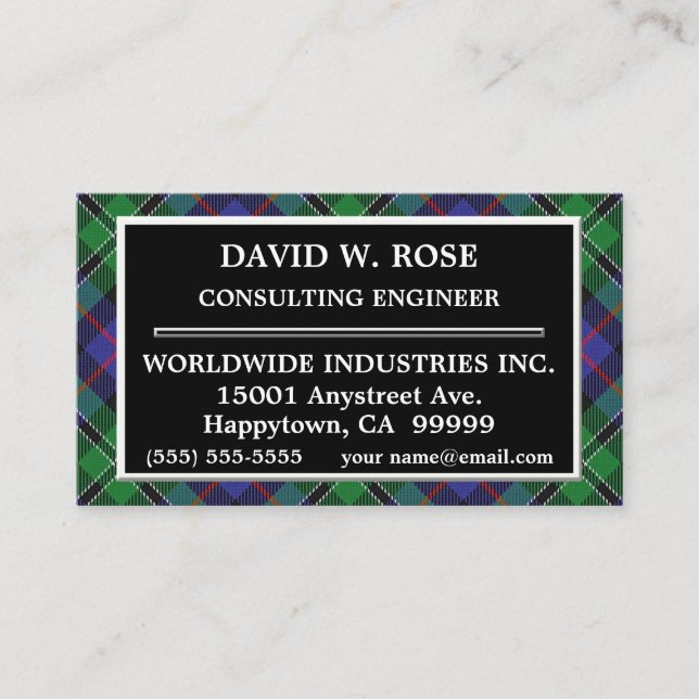 Scottish Clan Rose Tartan Kariert Visitenkarte (Vorderseite)