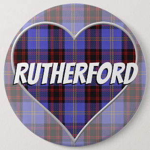 Scottish Clan Rutherford Liebe Tartan Heart Button