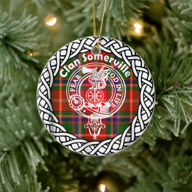 Scottish Clan Somerville Tartan und Wappen Keramik Ornament (Baum)