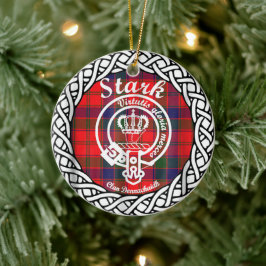 Scottish Clan Stark Tartan und Wappen Keramik Ornament