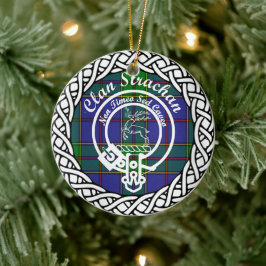 Scottish Clan Strachan Tartan und Wappen Keramik Ornament