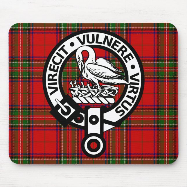 Scottish Clan Stuart Tartan und Wappen Mousepad (Vorne)