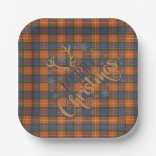 Scottish Clan Tartan Fraser Red A Frohe Weihnachte Pappteller