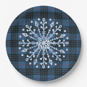 Scottish Clan Tartan MacKay Blue Christmas Pappteller