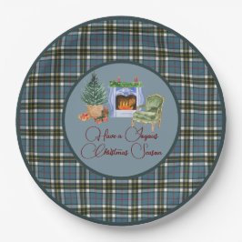 Scottish Clan Tartan Thompson Blue Christmas Pappteller