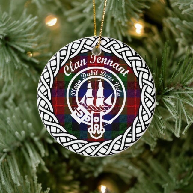 Scottish Clan Tennant Tartan und Wappen Keramik Ornament (Baum)
