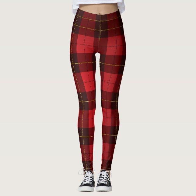 Scottish Clan Wallace Tartan Kariert Pattern Leggings (Vorderseite)