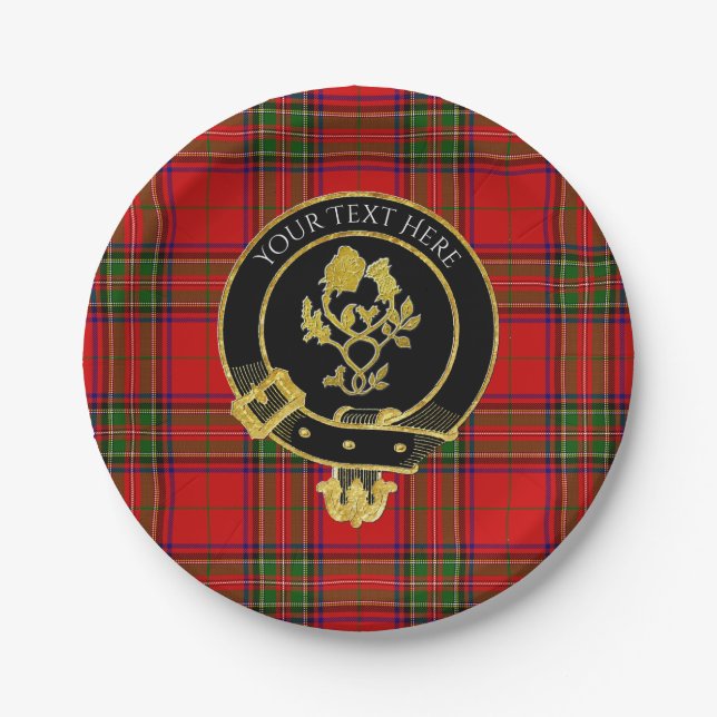 Scottish Clan Wappen Rose Thistle Tartan Pappteller (Vorderseite)