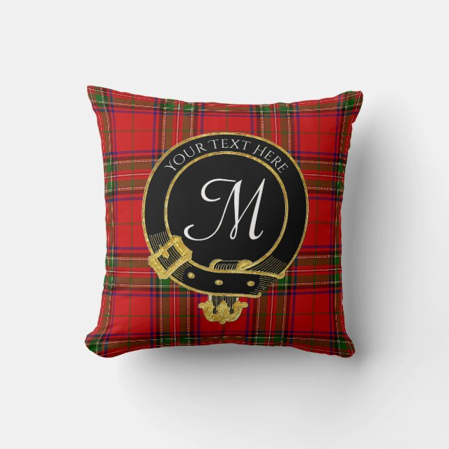 Scottish Clan Wappen Tartan Monogramm Kissen (Vorderseite)