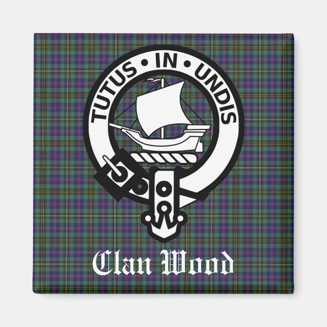 Scottish Clan Wood Wappen & Tartan Magnet (Vorne)