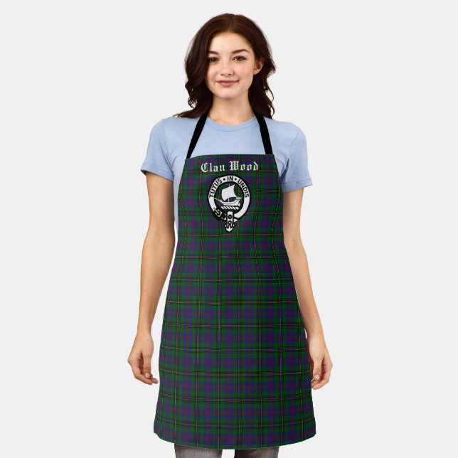 Scottish Clan Wood Wappen & Tartan Schürze (Getragen)