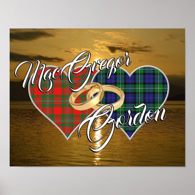 Scottish Clans Wedding Ring Tartan Hearts Poster (Vorne)