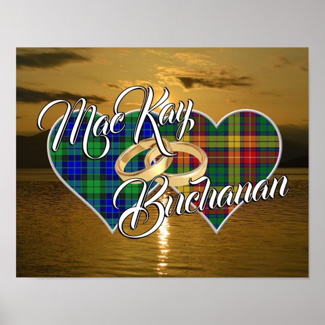 Scottish Clans Wedding Ring Tartan Hearts Poster (Vorne)