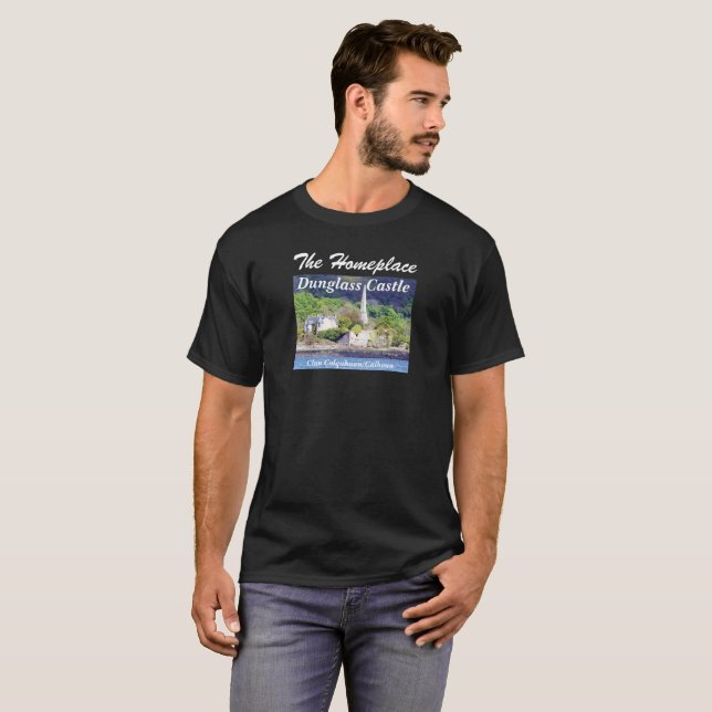 Scottish Colquhoun/Calhoun Clan's Dunglass Castle T-Shirt (Vorne ganz)