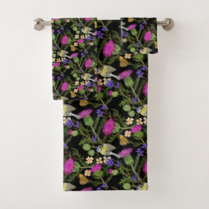 Scottish Cotattcore Thistle Pattern Badhandtuch Set