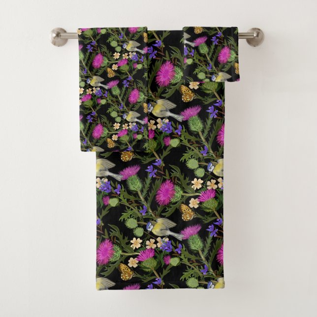 Scottish Cotattcore Thistle Pattern Badhandtuch Set (Insitu)