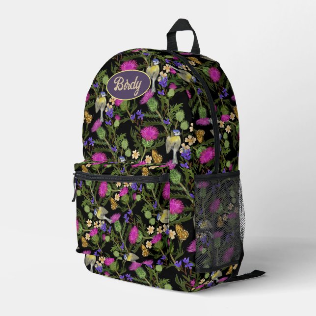 Scottish Cotattcore Thistle Pattern Bedruckter Rucksack (Rückseitige Ecke Rechts)