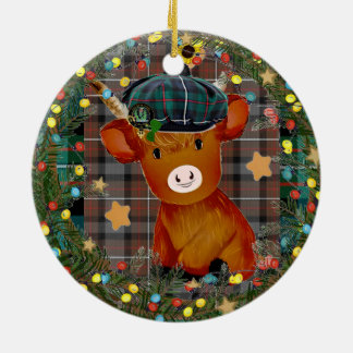 Scottish cow Baby first Christmas ornaments  Keramik Ornament