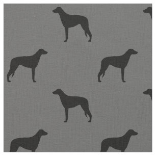 Scottish Deerhound Dog Silhouetten Gemustert Stoff