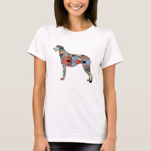 Scottish Deerhound Geometric Pattern Silhouette T-Shirt