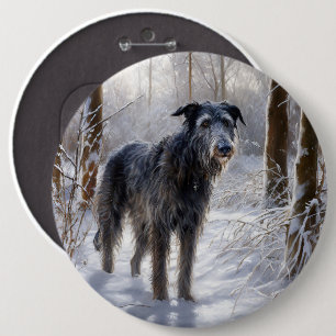 Scottish Deerhound Let It Snow Christmas Button