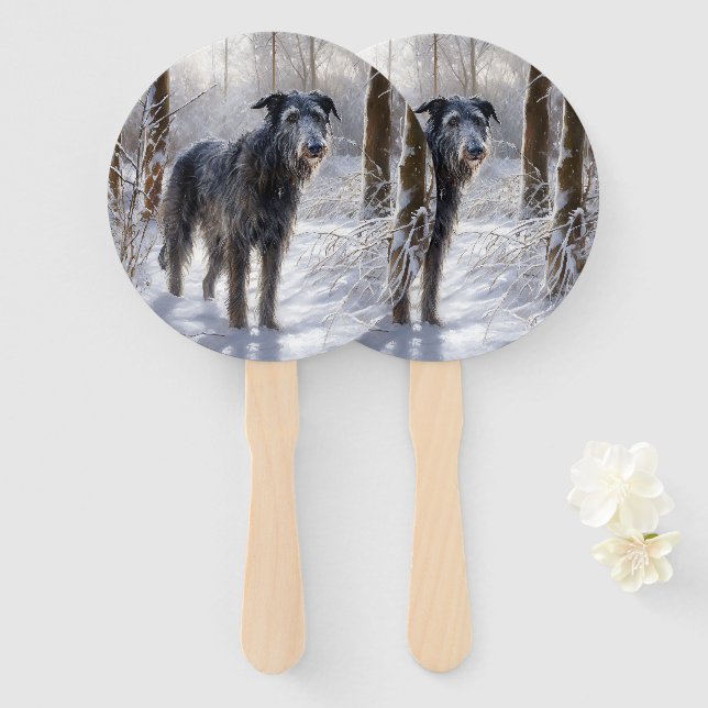 Scottish Deerhound Let It Snow Christmas Fächer (Vorne und Hinten)