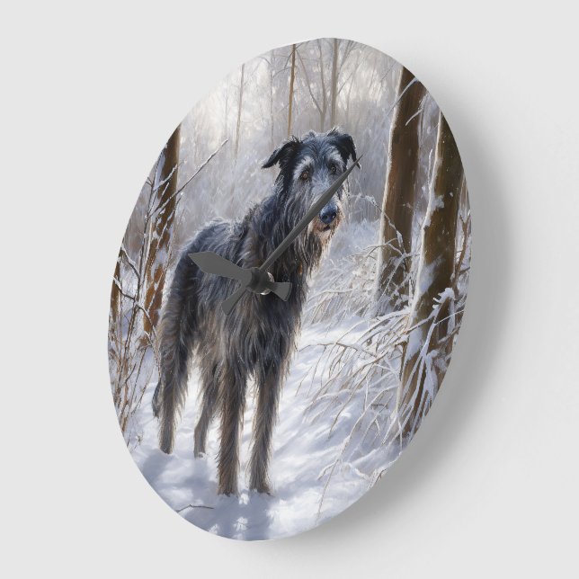 Scottish Deerhound Let It Snow Christmas Große Wanduhr (Winkel)