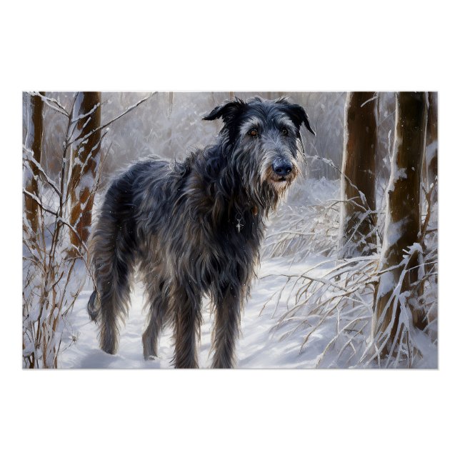 Scottish Deerhound Let It Snow Christmas Poster (Vorderseite)