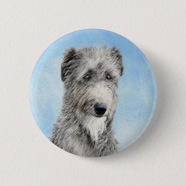 Scottish Deerhound Painting - Niedlich Original Do Button (Vorderseite)