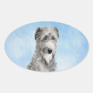 Scottish Deerhound Painting - Niedlich Original Do Ovaler Aufkleber