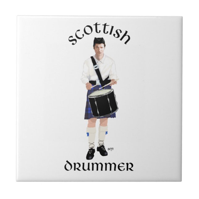 Scottish Drummer - Blue Kilt Fliese (Vorderseite)